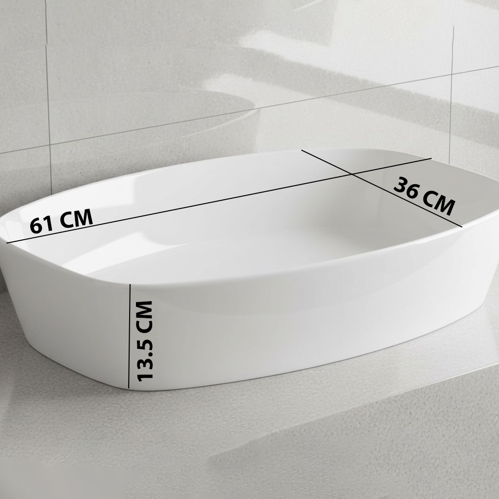 XYLOAN-600 WHITE TABLE TOP BASIN GLOSSY - Image 3