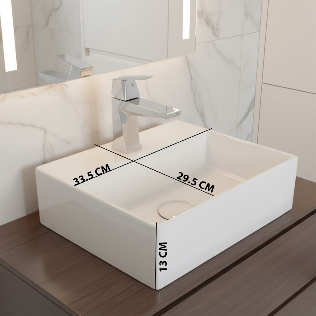 XYLOAN-800 WHITE TABLE TOP BASIN GLOSSY (13"X12") - Image 3