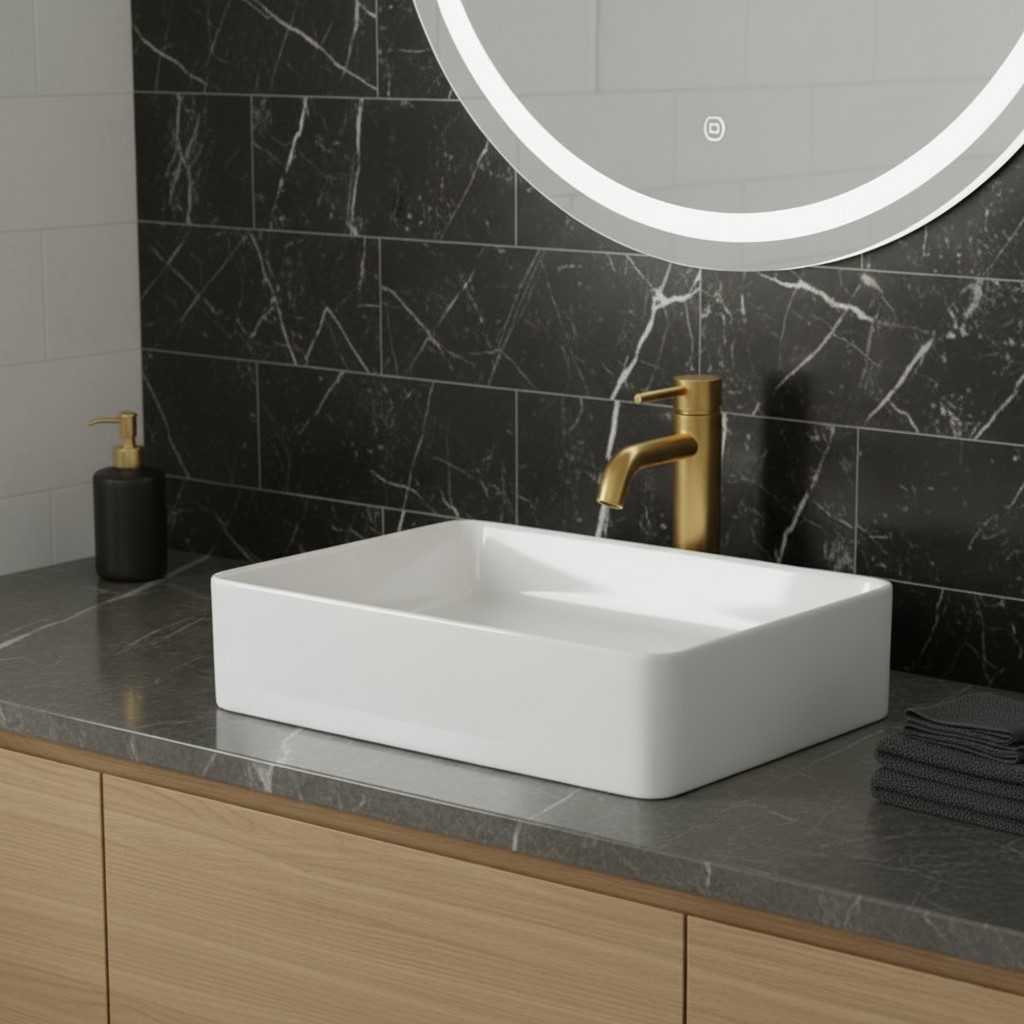 XYLOAN-900 WHITE TABLE TOP BASIN GLOSSY (16"X12") - Image 2