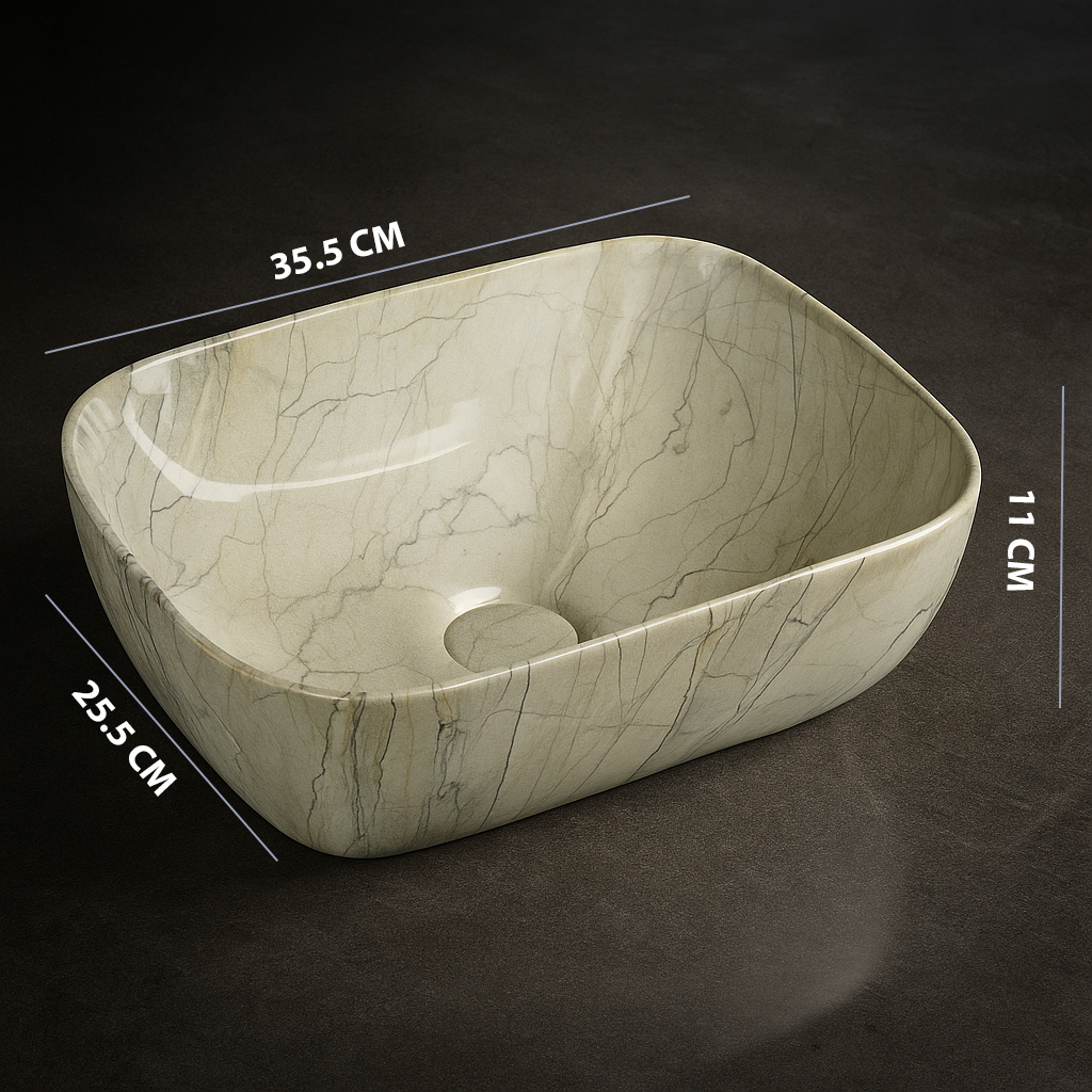 MS-105 XYLOAN TABLE TOP BASIN GLOSSY (14"X10") - Image 3