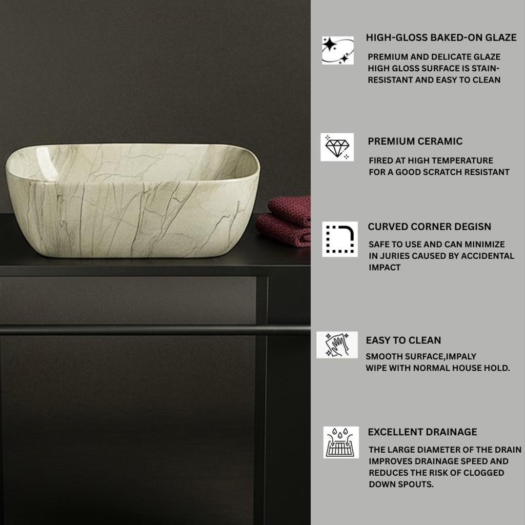 MS-105 XYLOAN TABLE TOP BASIN GLOSSY (14"X10") - Image 4
