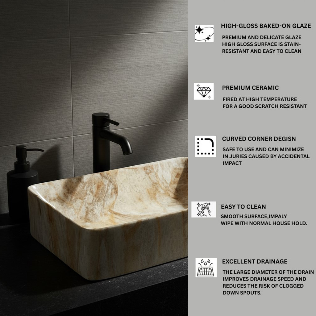 MS-1110 XYLOAN TABLE TOP BASIN GLOSSY (19"X14") - Image 4