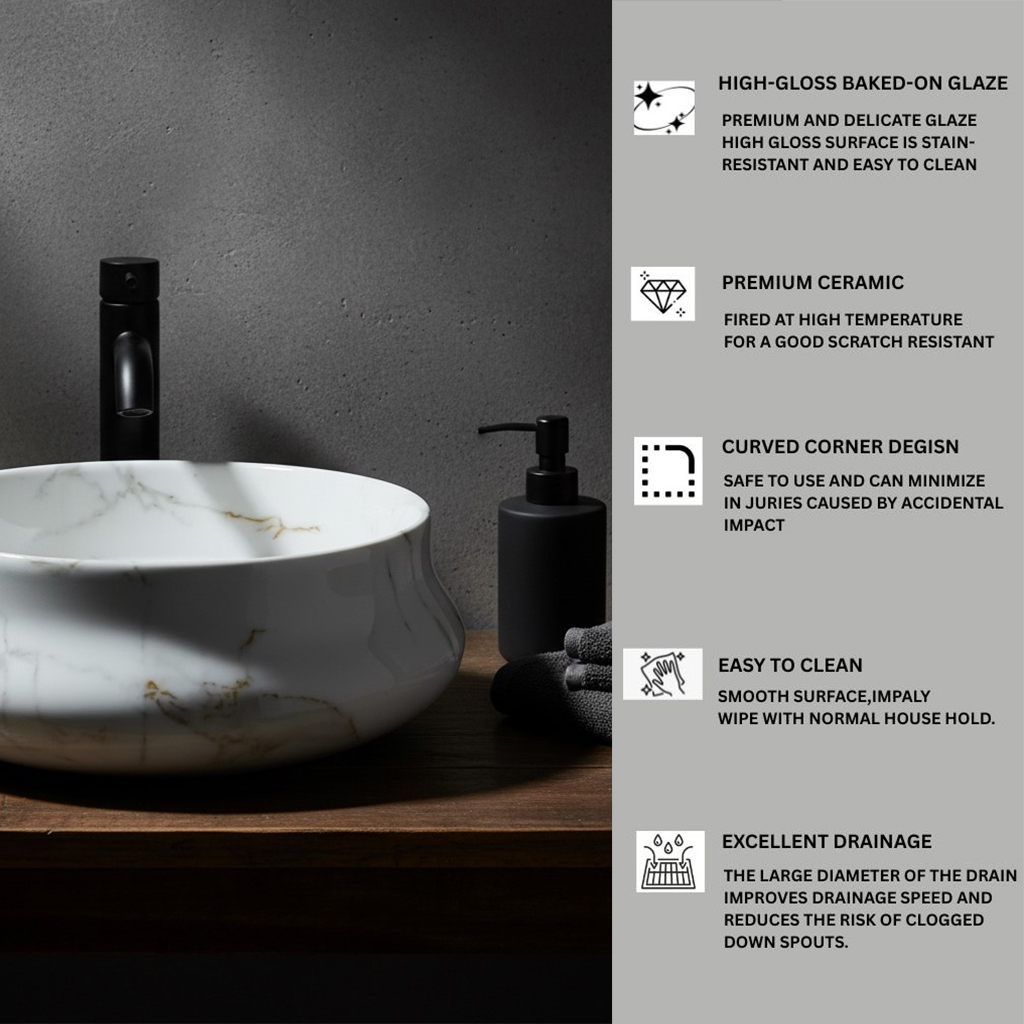 MS-1202 XYLOAN ROUND TABLE TOP BASIN GLOSSY (16"X16") - Image 4