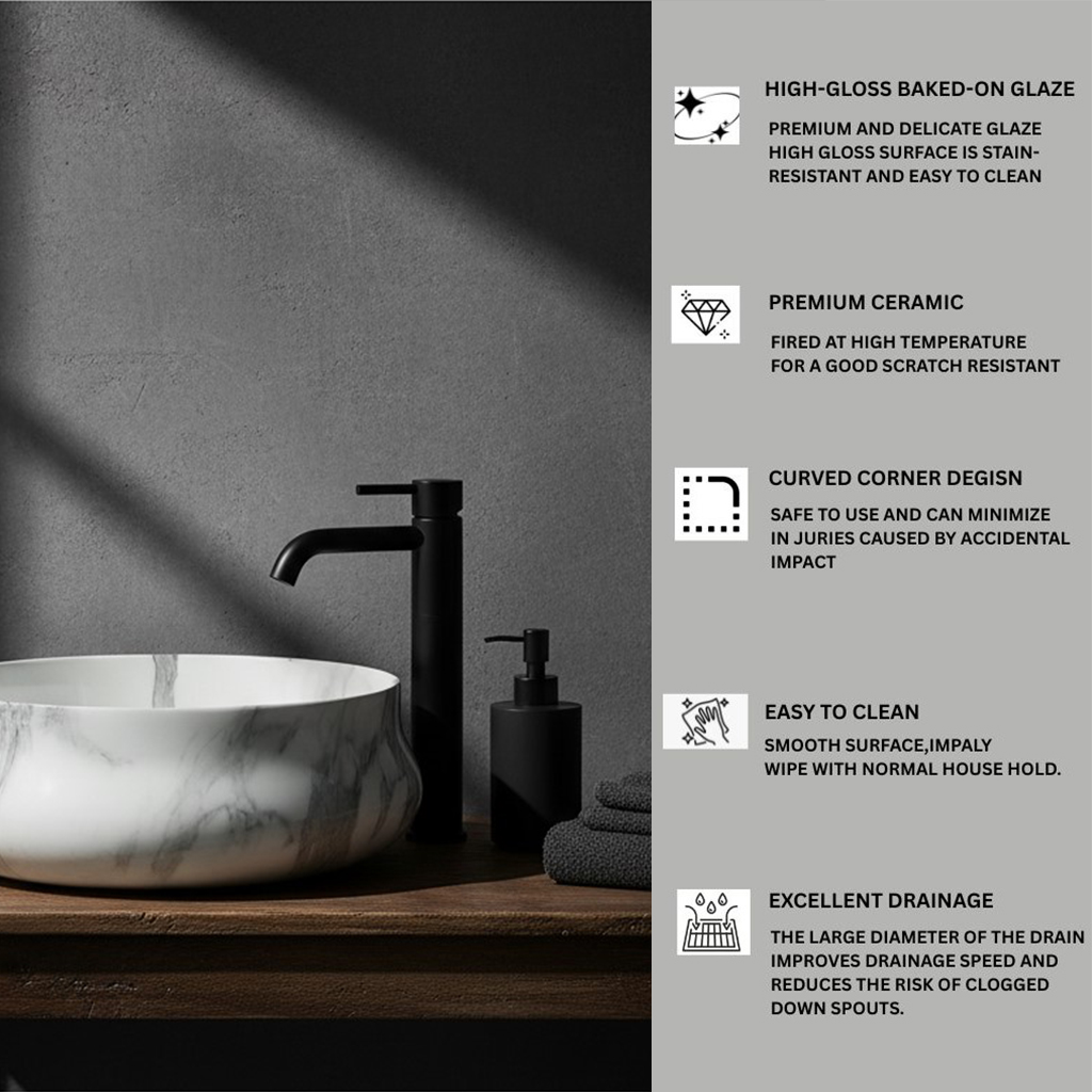 MS-1205 XYLOAN ROUND TABLE TOP BASIN GLOSSY (16"X16") - Image 4