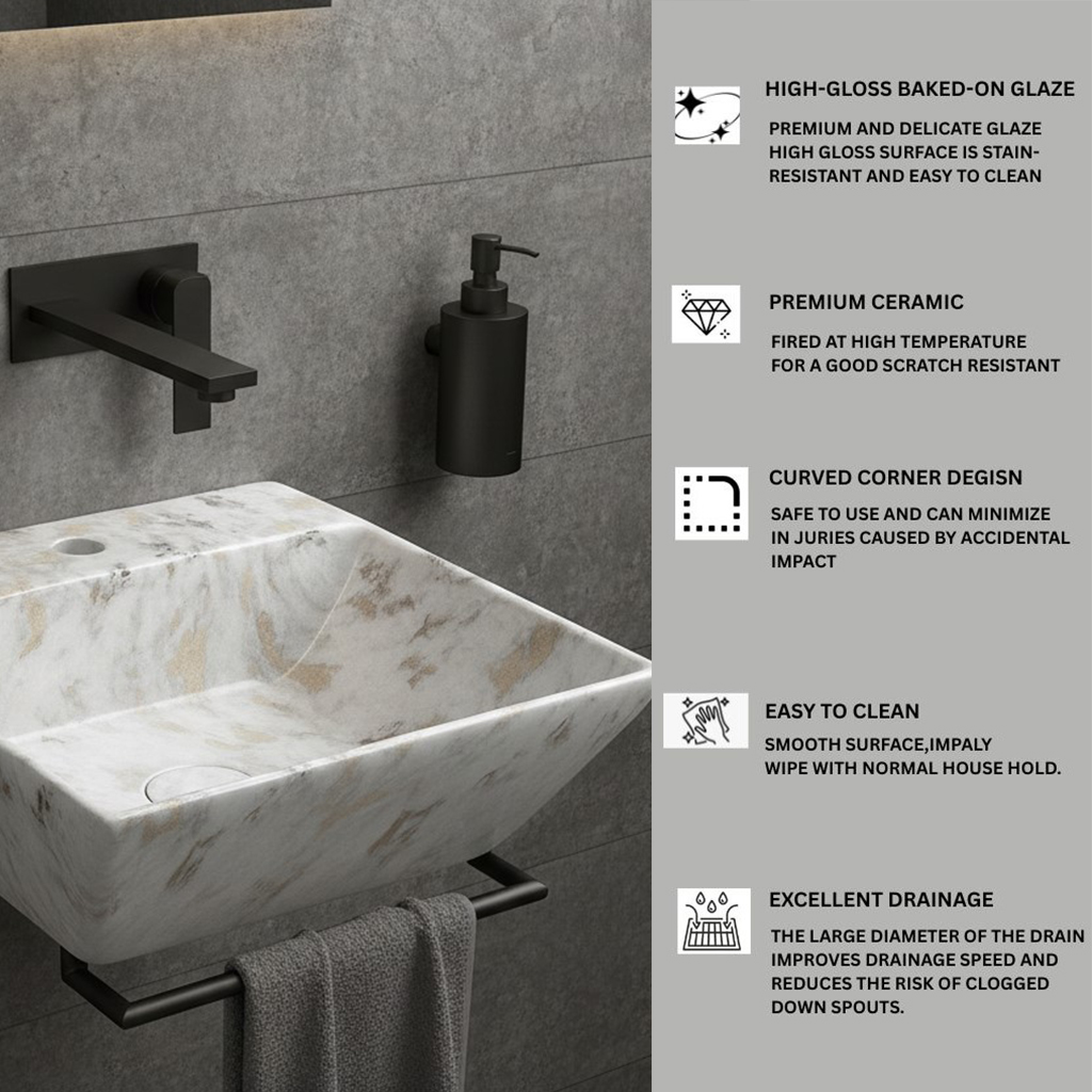 MS-1302 XYLOAN WALL MOUNTED BASIN GLOSSY (17"X15") - Image 4