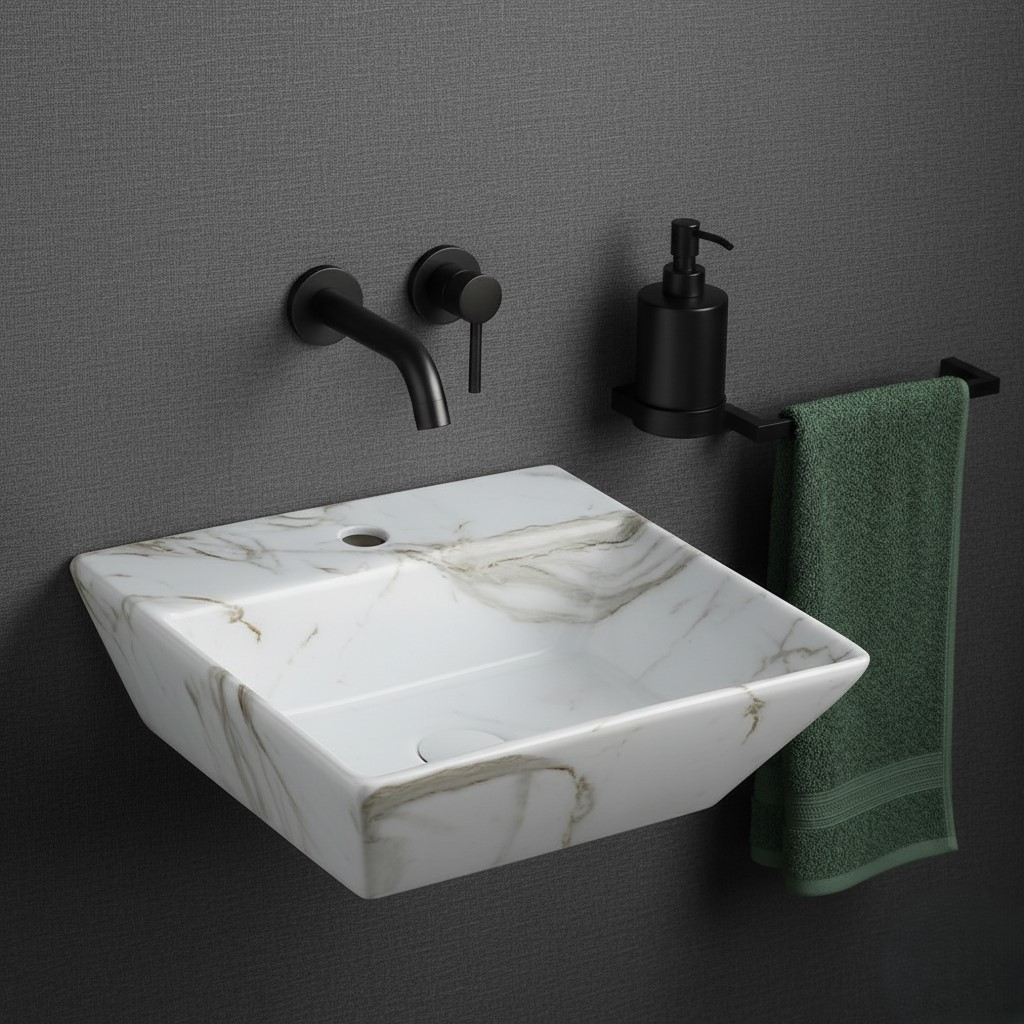 MS-1304 XYLOAN WALL MOUNTED BASIN GLOSSY (17"X15") - Image 2