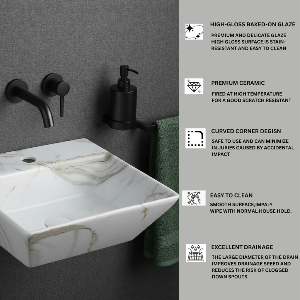 MS-1304 XYLOAN WALL MOUNTED BASIN GLOSSY (17"X15") - Image 4