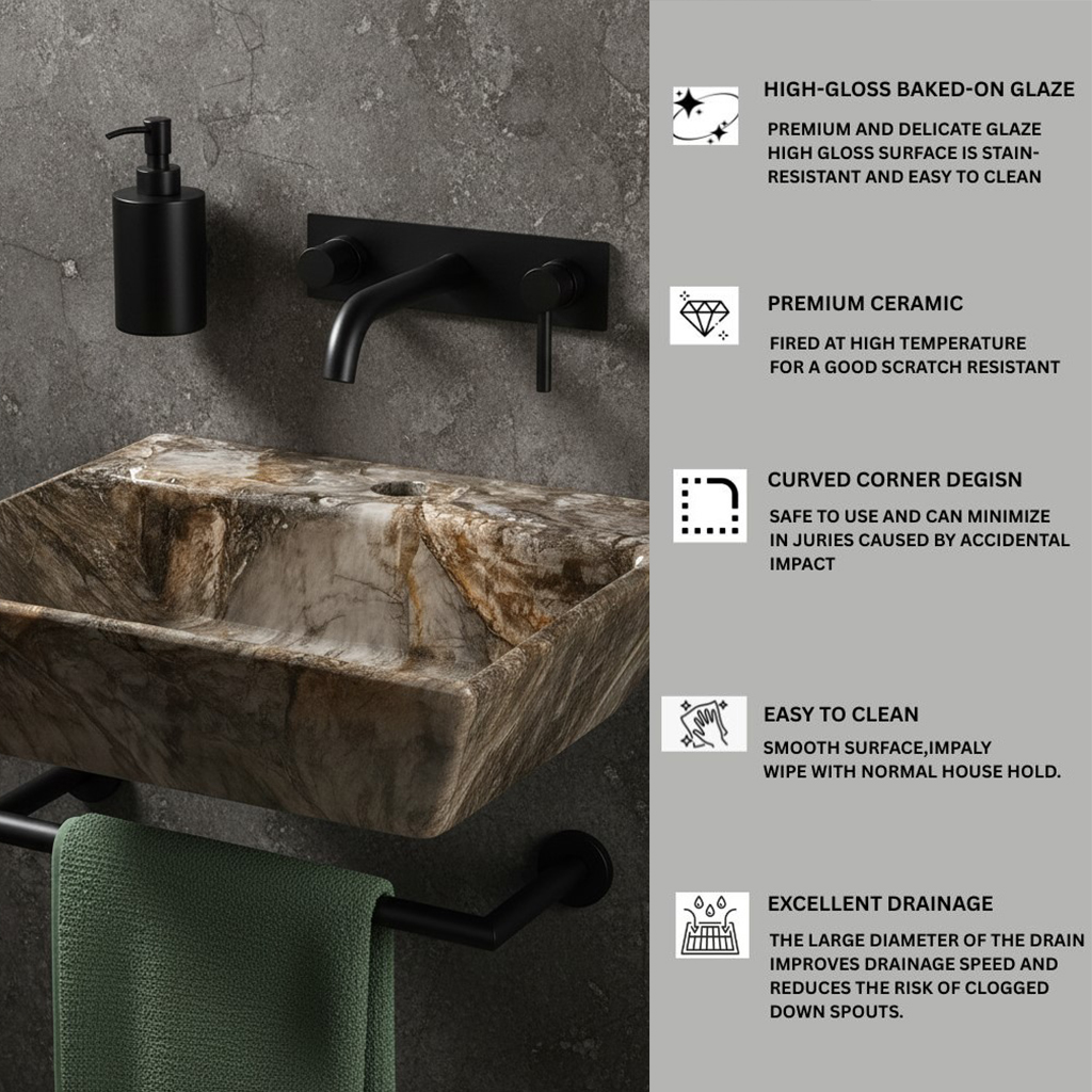 MS-1310 XYLOAN WALL MOUNTED BASIN GLOSSY (17"X15") - Image 4