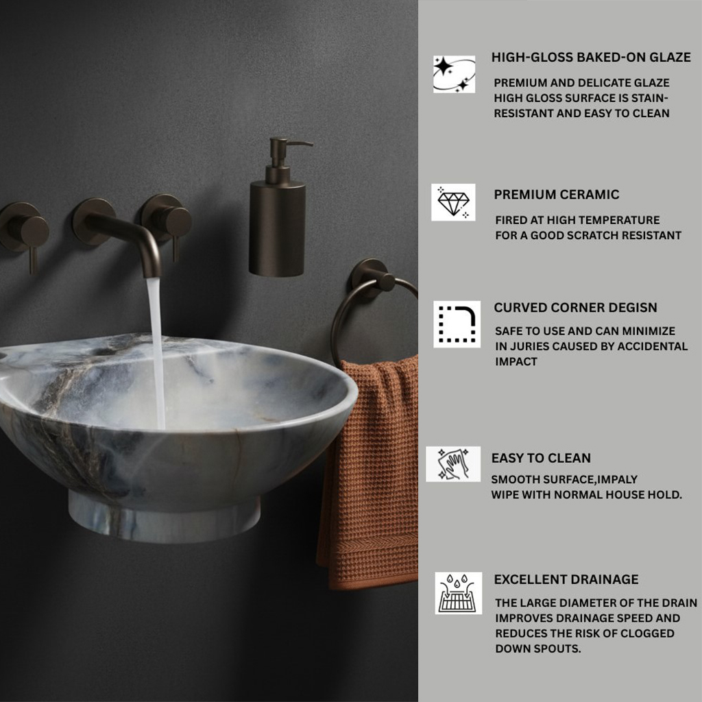 MS-1406 XYLOAN WALL MOUNTED BASIN GLOSSY (15"X15") - Image 4