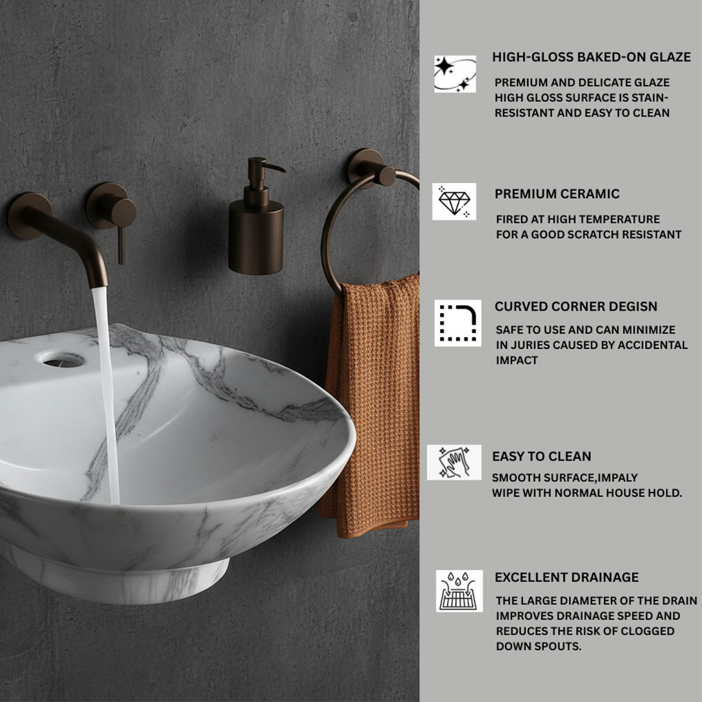 MS-1407 XYLOAN WALL MOUNTED BASIN GLOSSY (15"X15") - Image 4