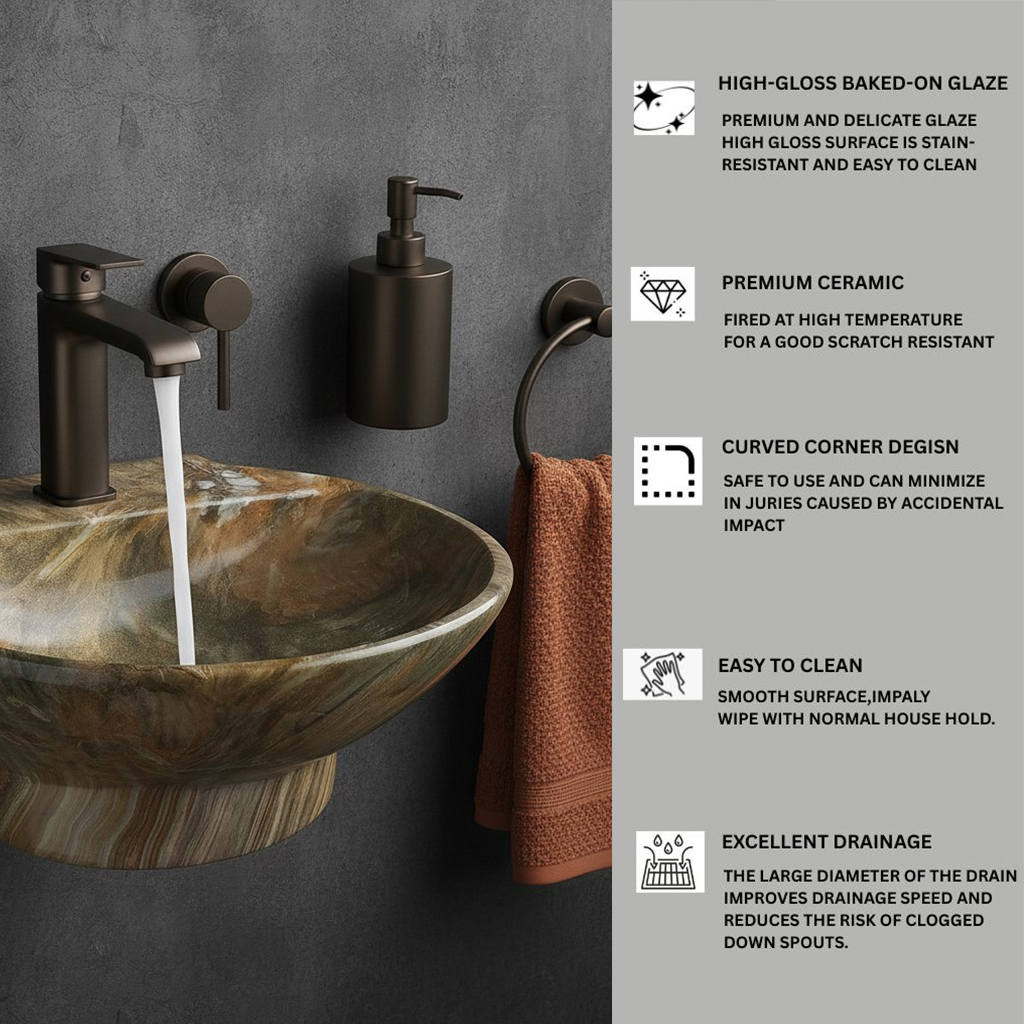 MS-1408 XYLOAN WALL MOUNTED BASIN GLOSSY (15"X15") - Image 4