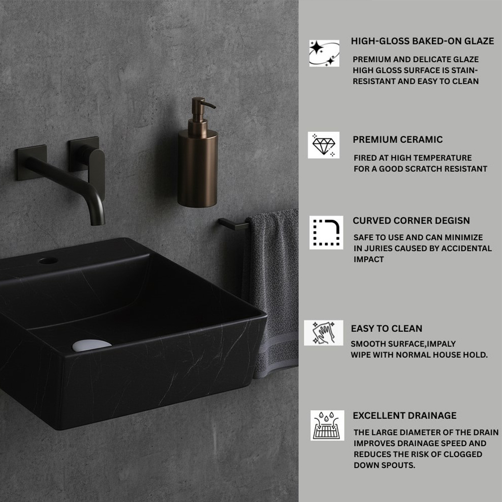 MS-1501 XYLOAN WALL MOUNTED BASIN MATT (16"X16") - Image 4
