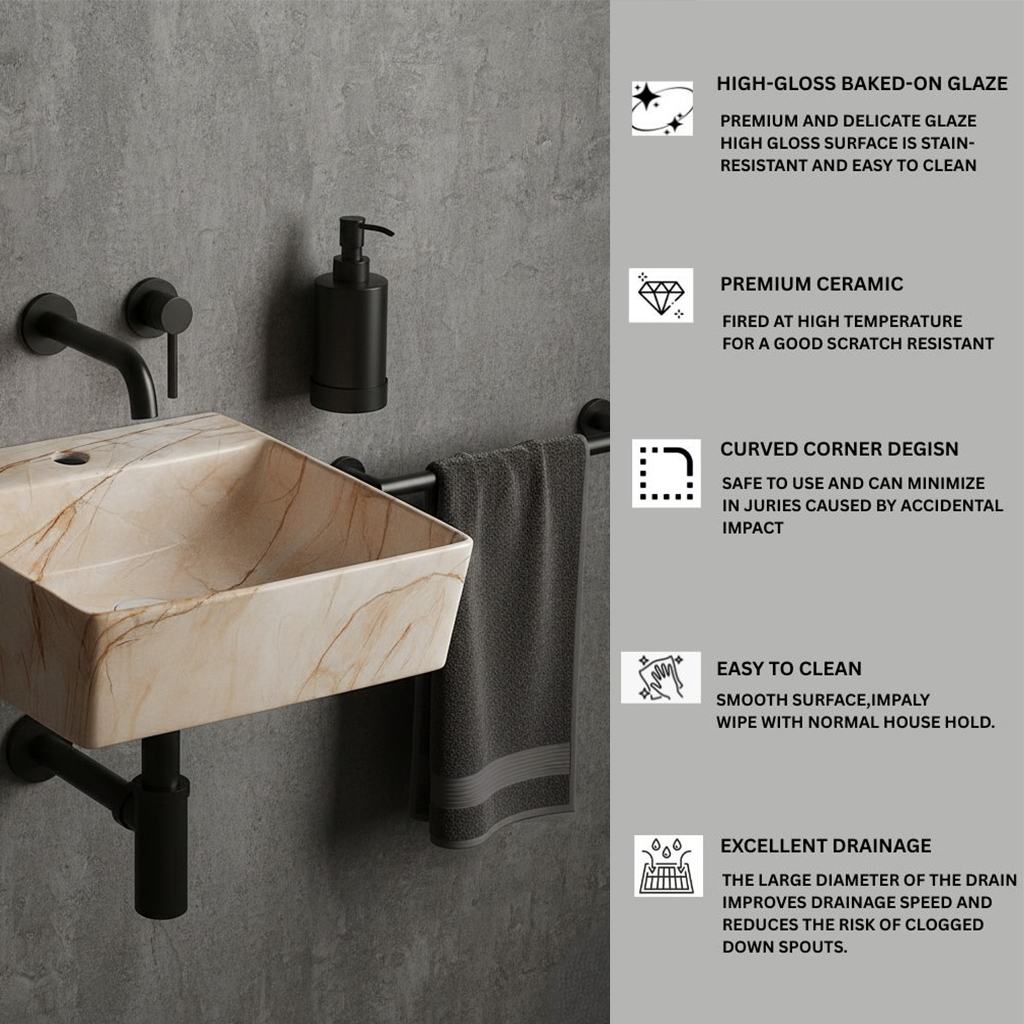 MS-1503 XYLOAN WALL MOUNTED BASIN GLOSSY (16"X16") - Image 4
