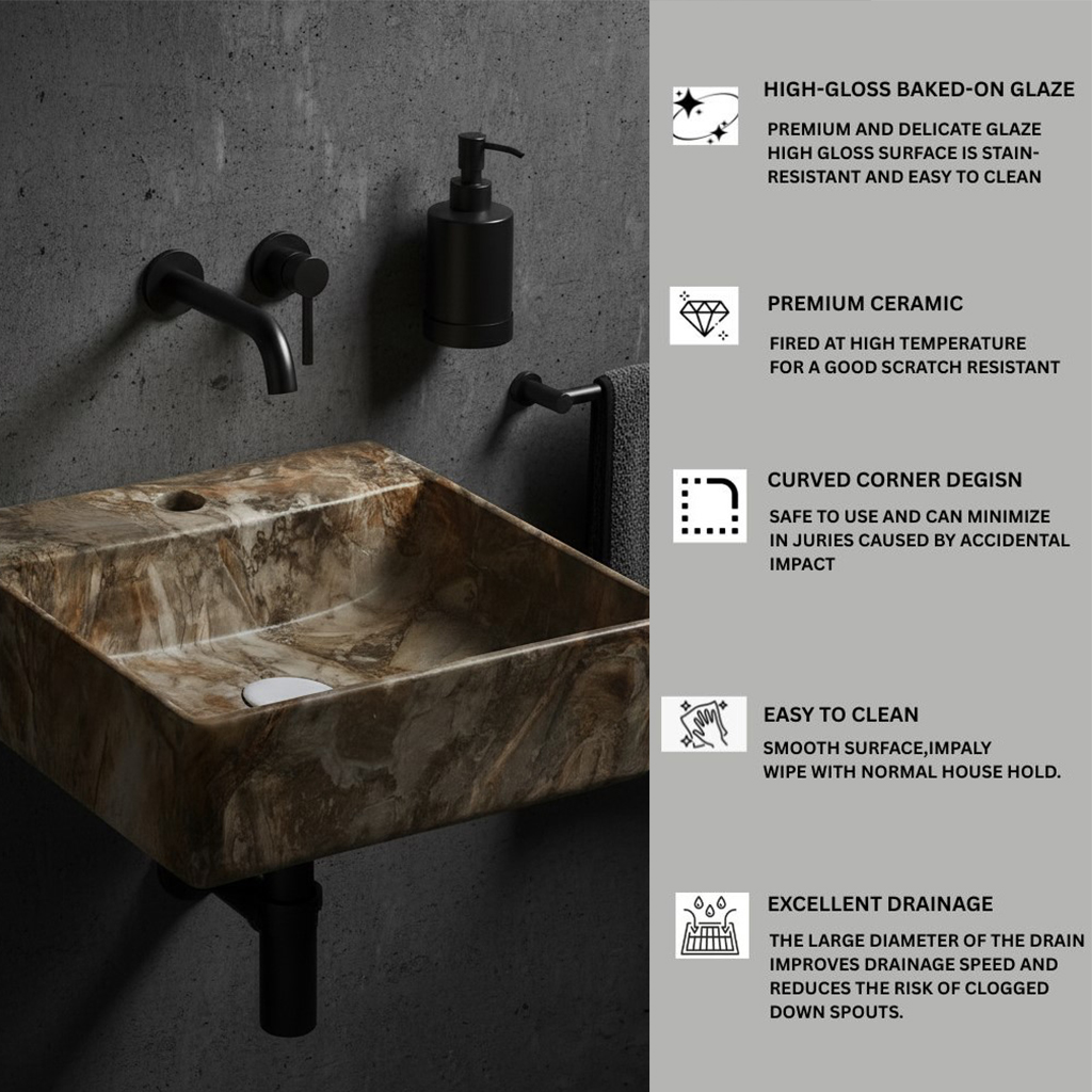 MS-1508 XYLOAN WALL MOUNTED BASIN GLOSSY (16"X16") - Image 4