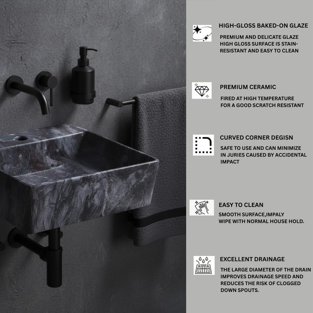MS-1509 XYLOAN WALL MOUNTED BASIN GLOSSY (16"X16") - Image 4