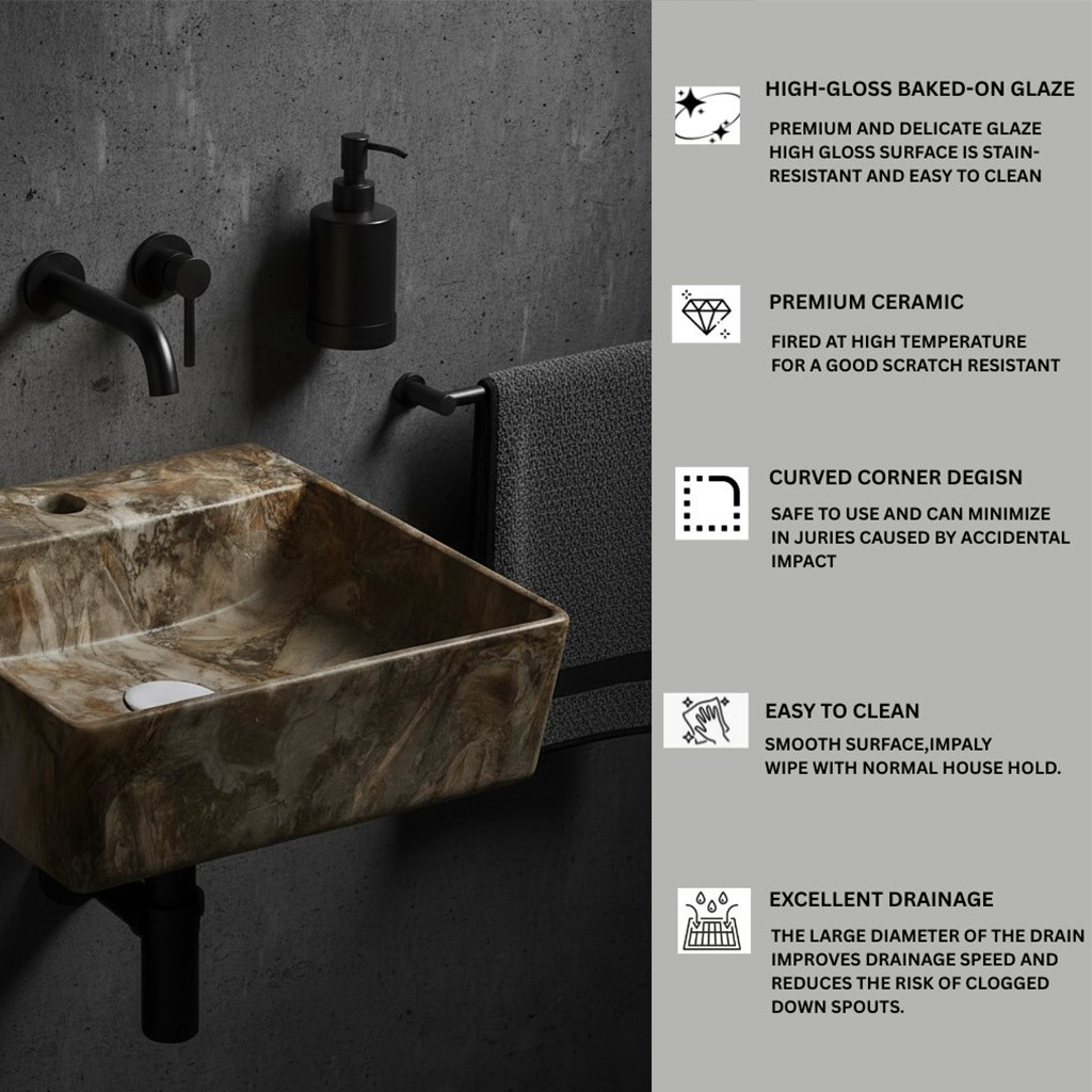 MS-1510 XYLOAN WALL MOUNTED BASIN GLOSSY (16"X16") - Image 4