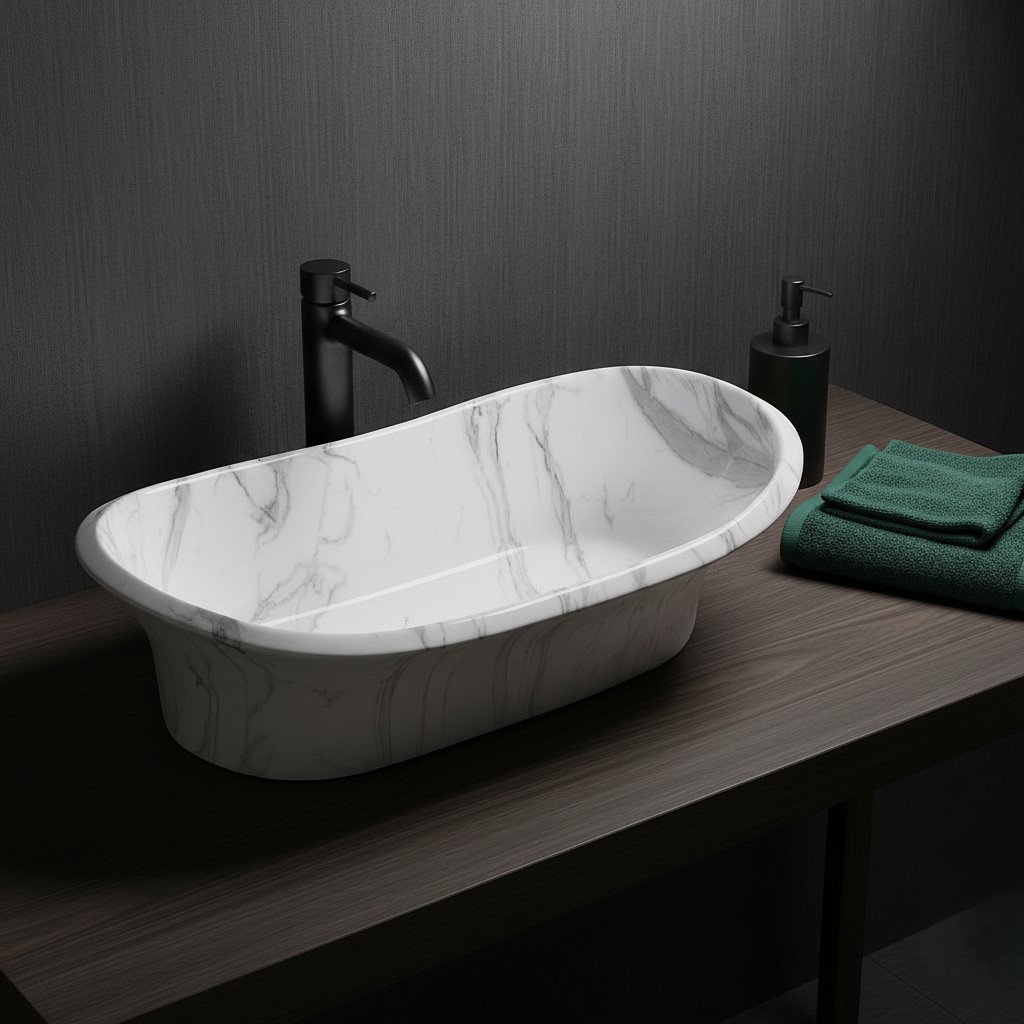 MS-1803 XYLOAN TABLE TOP BASIN GLOSSY (28"X14") - Image 2
