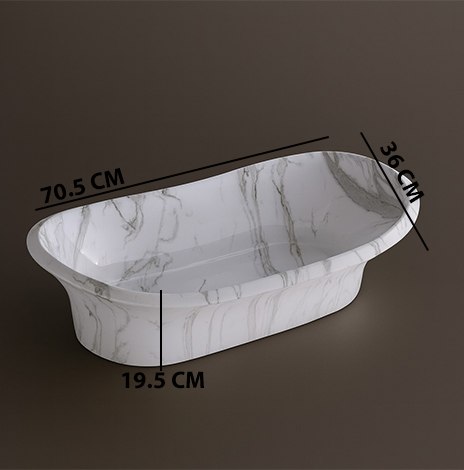 MS-1803 XYLOAN TABLE TOP BASIN GLOSSY (28"X14") - Image 3