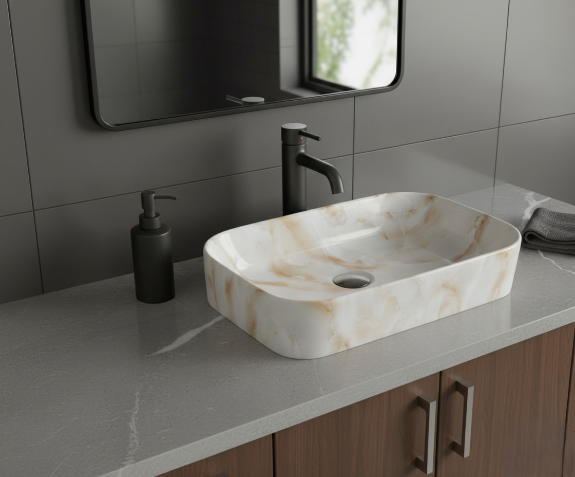 MS-1909 XYLOAN TABLE TOP BASIN GLOSSY (22"X14") - Image 2