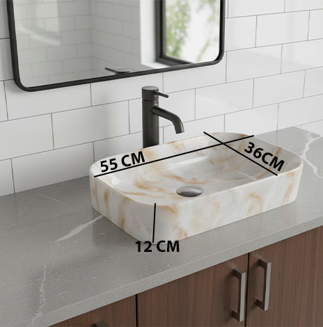 MS-1909 XYLOAN TABLE TOP BASIN GLOSSY (22"X14") - Image 3