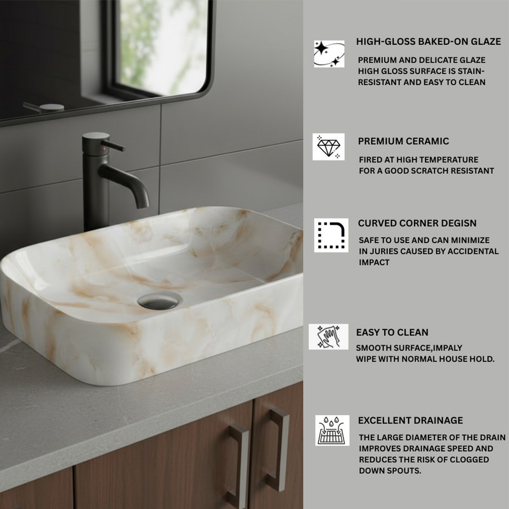 MS-1909 XYLOAN TABLE TOP BASIN GLOSSY (22"X14") - Image 4
