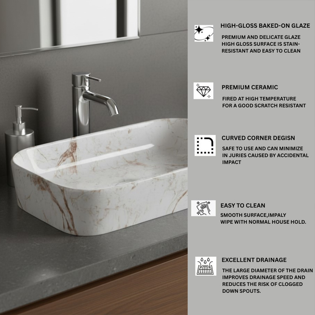 MS-1911 XYLOAN TABLE TOP BASIN GLOSSY (22"X14") - Image 4