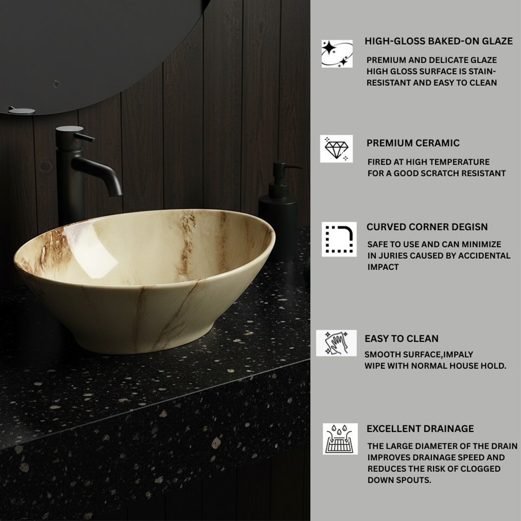 MS-207 XYLOAN TABLE TOP BASIN GLOSSY (16"X14") - Image 4
