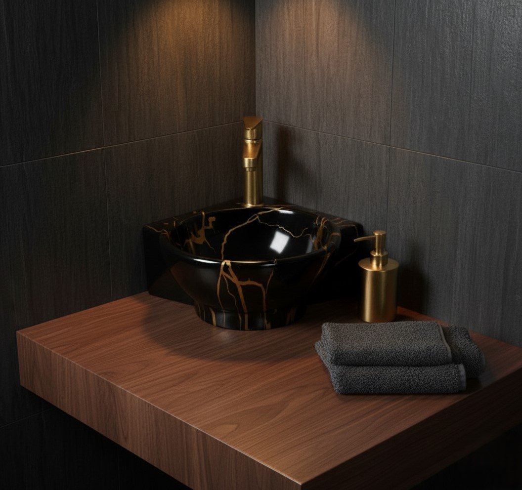 MS-2101 XYLOAN CORNER WALL MOUNTED BASIN GLOSSY (14"X14") - Image 2