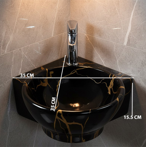 MS-2101 XYLOAN CORNER WALL MOUNTED BASIN GLOSSY (14"X14") - Image 4