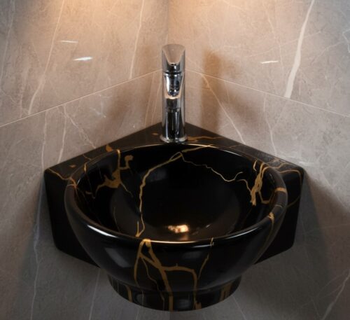 MS-2101 XYLOAN CORNER WALL MOUNTED BASIN GLOSSY (14"X14")