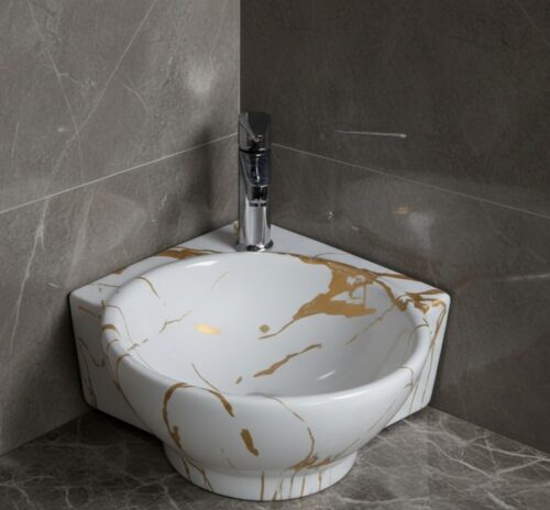 MS-2102 XYLOAN CORNER WALL MOUNTED BASIN GLOSSY (14"X14")