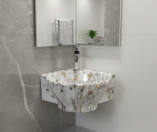 MS-2103 XYLOAN CORNER WALL MOUNTED BASIN GLOSSY (14"X14")