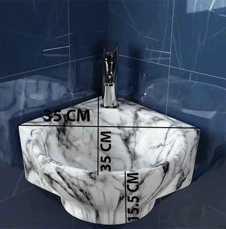 MS-2104 XYLOAN CORNER WALL MOUNTED BASIN GLOSSY (14"X14") - Image 3