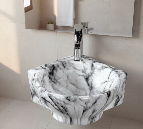 MS-2104 XYLOAN CORNER WALL MOUNTED BASIN GLOSSY (14"X14")