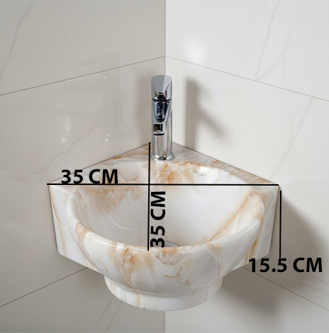 MS-2105 XYLOAN CORNER WALL MOUNTED BASIN GLOSSY (14"X14") - Image 3