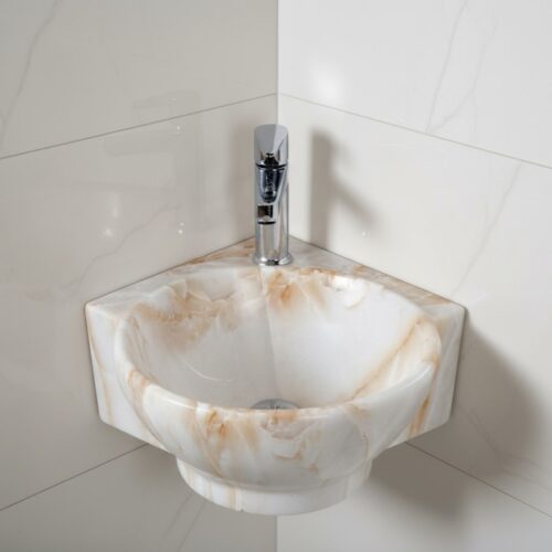 MS-2105 XYLOAN CORNER WALL MOUNTED BASIN GLOSSY (14"X14")