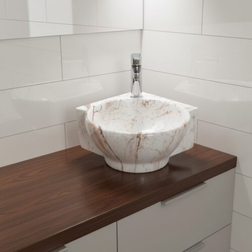 MS-2106 XYLOAN CORNER WALL MOUNTED BASIN GLOSSY (14"X14")