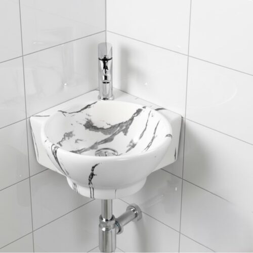 MS-2107 XYLOAN CORNER WALL MOUNTED BASIN GLOSSY (14"X14")