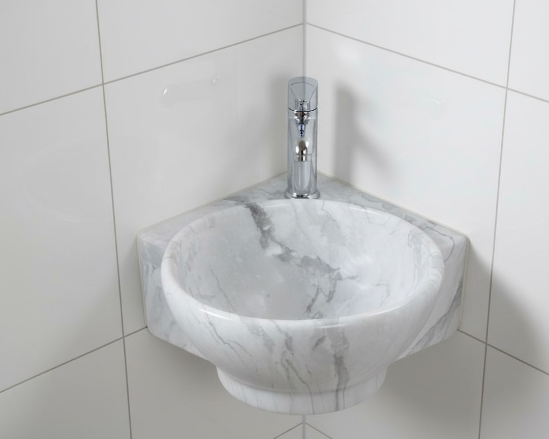 MS-2108 XYLOAN CORNER WALL MOUNTED BASIN GLOSSY (14"X14")