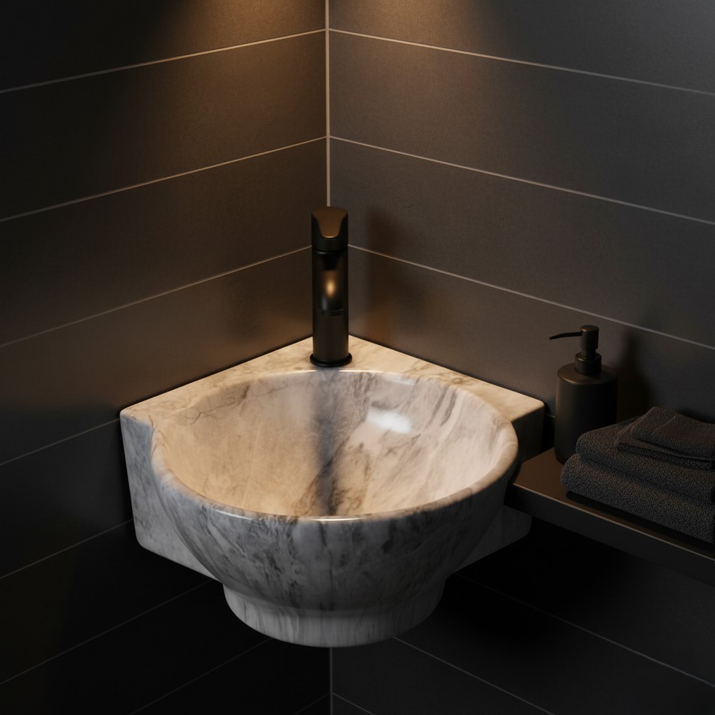 MS-2109 XYLOAN CORNER WALL MOUNTED BASIN GLOSSY (14"X14") - Image 2