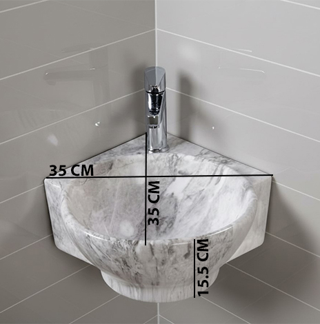 MS-2109 XYLOAN CORNER WALL MOUNTED BASIN GLOSSY (14"X14") - Image 5