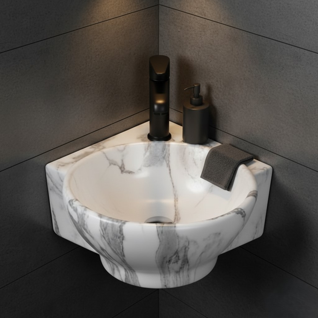 MS-2110 XYLOAN CORNER WALL MOUNTED BASIN MATT (14"X14") - Image 2
