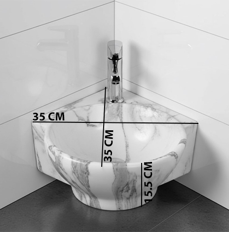 MS-2110 XYLOAN CORNER WALL MOUNTED BASIN MATT (14"X14") - Image 3