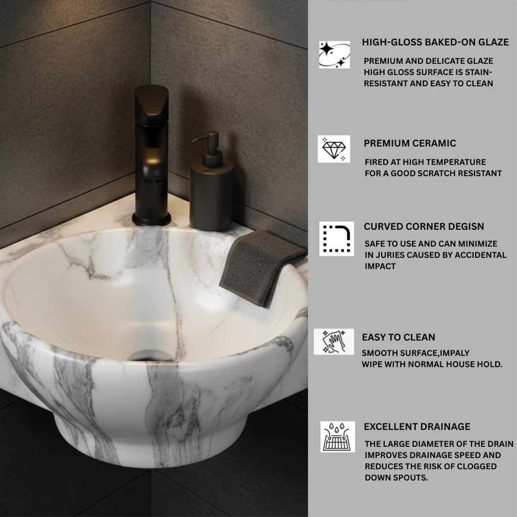 MS-2110 XYLOAN CORNER WALL MOUNTED BASIN MATT (14"X14") - Image 4