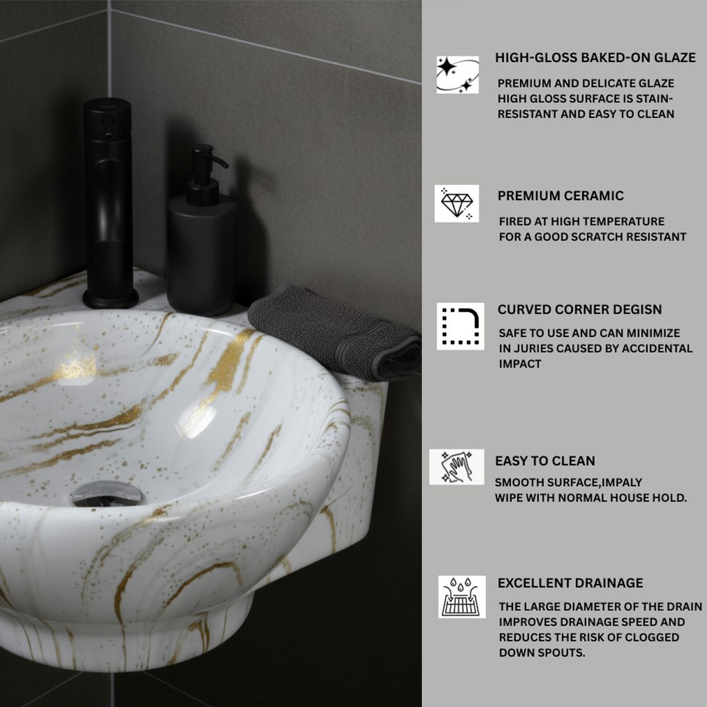 MS-2111 XYLOAN CORNER WALL BASIN MATT (14"X14") - Image 4
