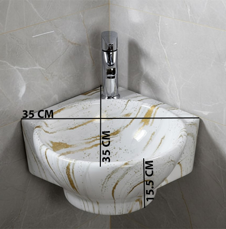 MS-2112 XYLOAN CORNER WALL MOUNTED BASIN GLOSSY (14"X14") - Image 3