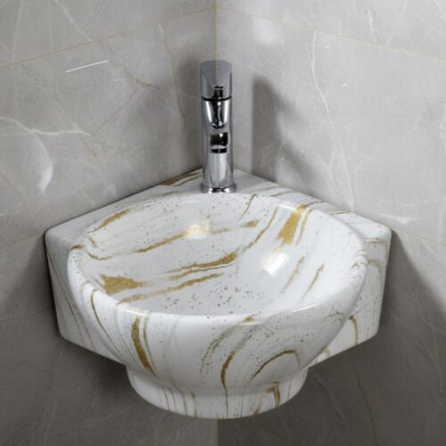 MS-2112 XYLOAN CORNER WALL MOUNTED BASIN GLOSSY (14"X14")