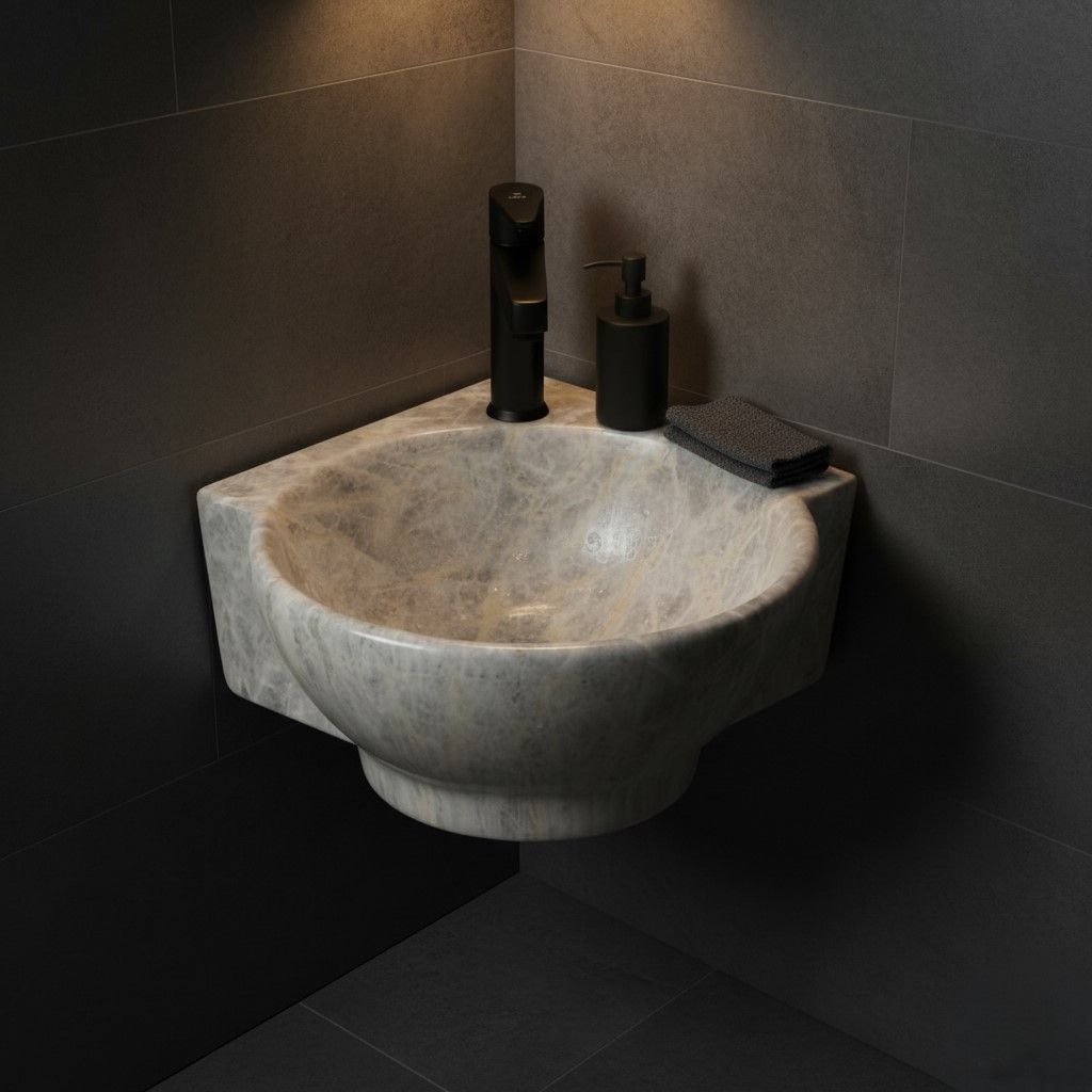 MS-2113 XYLOAN CORNER WALL MOUNTED BASIN GLOSSY (14"X14") - Image 2