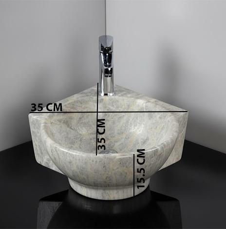 MS-2113 XYLOAN CORNER WALL MOUNTED BASIN GLOSSY (14"X14") - Image 3