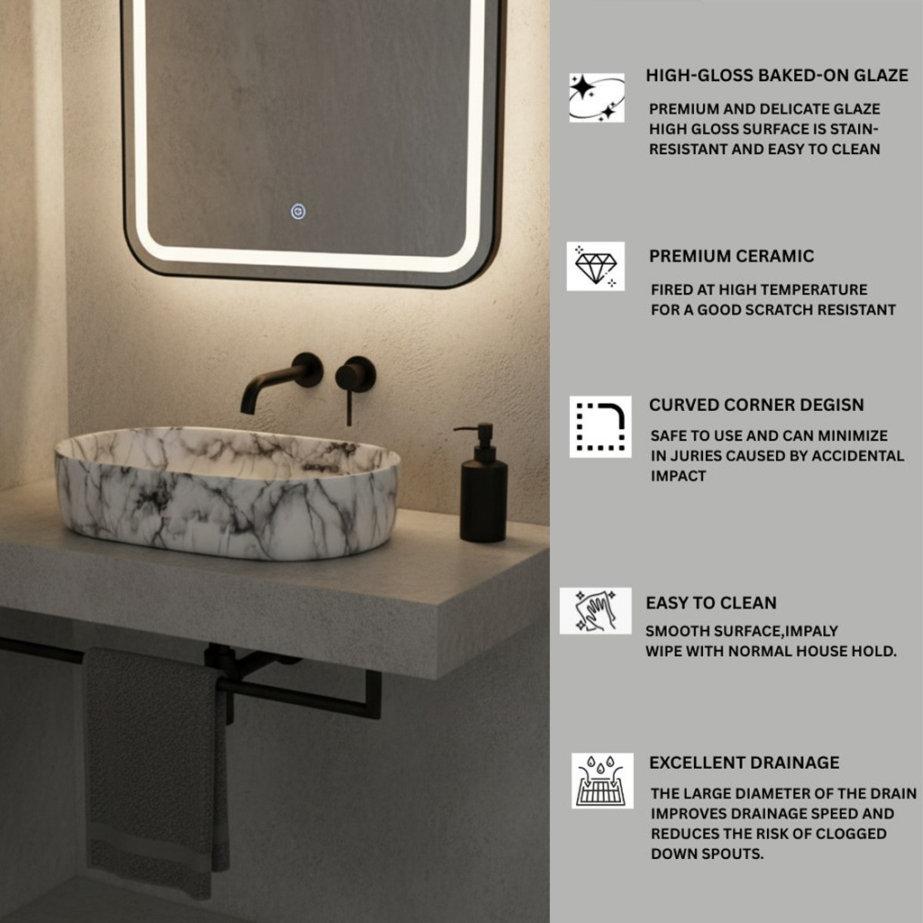 MS-2208 XYLOAN TABLE TOP BASIN GLOSSY (22"X14") - Image 4